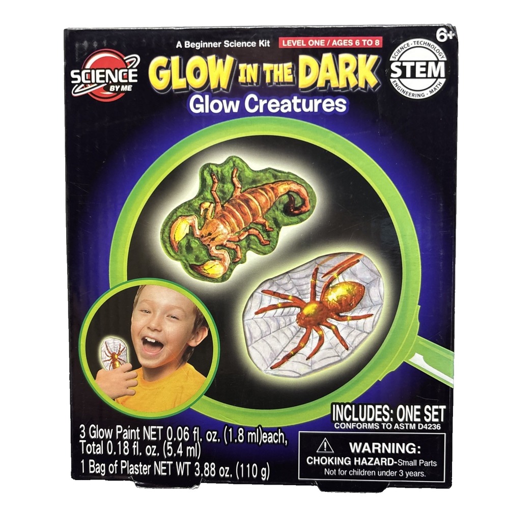 Glow in the Dark Creatures Kit Make & Paint Creepy‎ Crawlers Science by Me - NIB